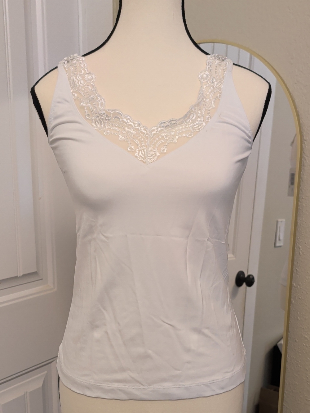 Chico's Ivory Lace-Trim V-Neck Camisole